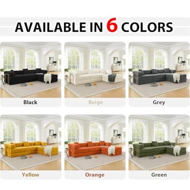 HANXIN 108" Modular Sectional Sofa, Futon Convertible Sofa Bed,Oversized Corduroy Boneless Couch for Living Room,Floor Loveseat Sleeper with Pull Out Bed,Free Combination,No Assembly Required (Green) - Image 7
