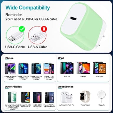 20W USB C Fast Charger for iPhone 17 Air 16e 16 Pro Max 15 14 13 12 11 XR XS X,Google Pixel 10 Pro Fold XL,Samsung Galaxy A17 A16 5G A56 A36 S25,Fast Charging Block TypeC Charger Head Box Travel Cube - Image 6