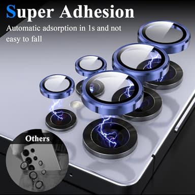 YWXTW Camera Lens Protector for Samsung Galaxy S25 Ultra, [5X Stronger] Individual Metal Ring Tempered Glass Camera Screen Protector for S25 Ultra Accessories, Anti Scratch, 1 Set (Titanium Blue) - Image 4