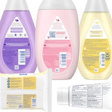 Johnson's Baby Here Comes Baby Gift Set, Baby Essentials for New Parents with Moisturizing Lotion, Bedtime Bath, Body Wash & Shampoo, Hand & Face Wipes, & Diaper Rash Cream, 5 Items - Image 8