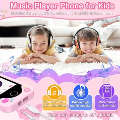 Kids Smart Phone for Girls Toys, Gifts for 3-10 Year Old Girl Boy Christmas Birthday Kids Toys, 2.8" Touchscreen Toddler Learning Cell Toy Phone with Dual Camera, Game, Music Player, 8GB Card Pink - Image 7
