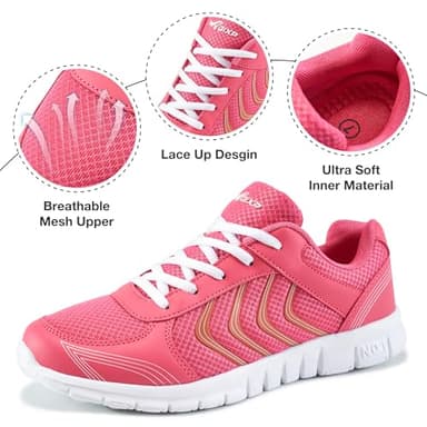 DUOYANGJIASHA Sneakers for Women Running Shoes: Slip On Casual Walking Shoes Non Slip Comfortable Fashion Tennis Shoes Mesh Lightweight Sneaker for Work Rose Red - Image 3