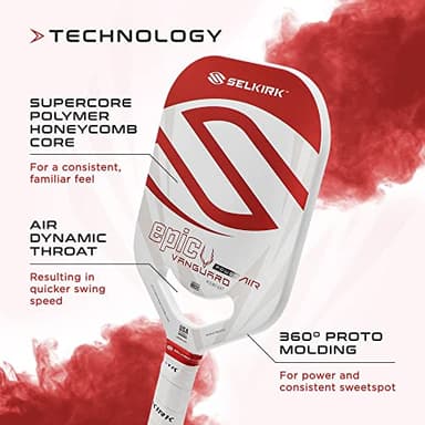 Selkirk Vanguard Power Air Pickleball Paddles | Carbon Fiber Pickleball Paddle | 360 Proto Molding & Flexfoam Perimeter | Designed for Ultimate Power & Control | Epic Red - Image 5