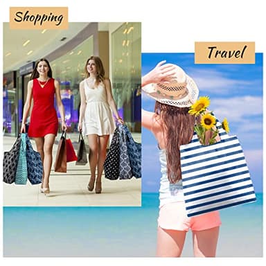 BeeGreen Grocery Bags | Reusable Gift Bags, Large Tote for Women & Foldable Beach Bag - 6 Pack Reusable Bag With Handles | Collapsible Cute Cloth Storage for Market, Holiday & Shopping | Washable​ - Image 7