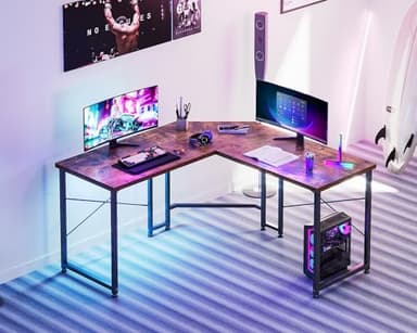 Casaottima 51 Inch L Shaped Gaming Desk, Corner Table Sturdy Workstation for Home Office, Writing, Gaming, Computer Desk for Small Space, Easy Assembly, Rustic Brown - Image 7