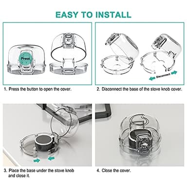 Mom's Choice Gold Awards Winner - Stove Knob Covers for Child Safety (5 + 1 Pack) Double-Key Design and Upgraded Universal Size Gas Knob Covers Clear View Childproof Oven Knob Covers for Kids and Pets - Image 8