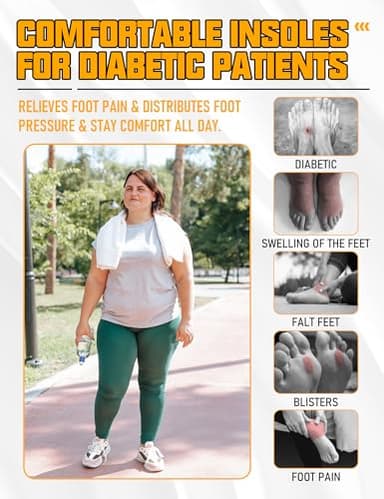 Diabetic Insoles for Men & Women-Soft Therapeutic Insoles,Suitable for Foot Cushioning, Reducing Friction, and All-Day Comfort Best Shoe Inserts for Neuropathy，Comfort Memory Foam Insole-L - Image 5
