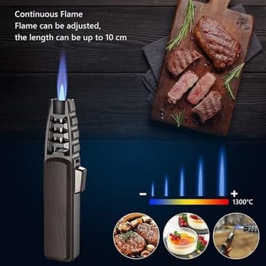 Zmiao Portable Brightfire, Windproof Straight Torch Blue Flame Lighter, Multi-purpose, Refillable Butane, Gold - Image 3
