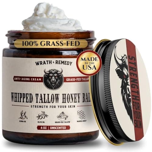 Organic Beef Tallow for Skin - 4 OZ (Unscented) — Grass Fed Beef Tallow for face + Body — US-Made Whipped Tallow and Honey Balm Moisturizer for Dry and Sensitive Skin, Eczema, Rosacea (No Additives) - Image 1