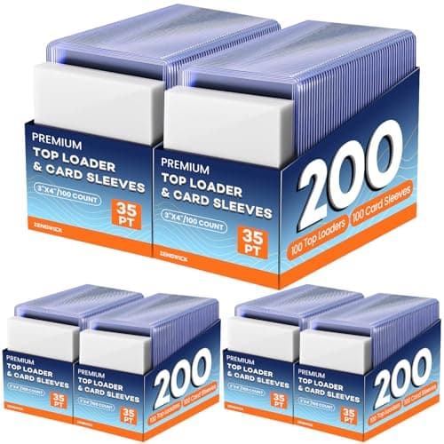 600 Card Sleeves Top Loaders for Cards, 3" x 4" Hard Plastic Toploaders, Baseball Card Protectors, Trading Card Holder for Football Sports Cards (300 Toploaders + 300 Penny Sleeves) - Image 1