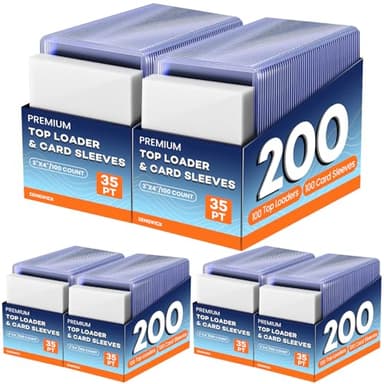 600 Card Sleeves Top Loaders for Cards, 3" x 4" Hard Plastic Toploaders, Baseball Card Protectors, Trading Card Holder for Football Sports Cards (300 Toploaders + 300 Penny Sleeves) - Image 1