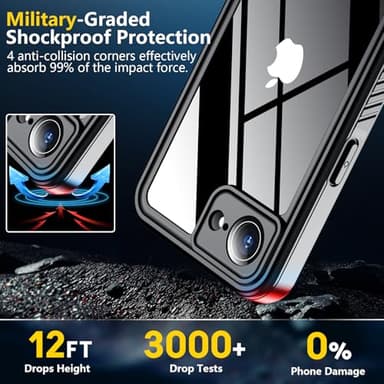 SPIDERCASE for iPhone 16e Case Waterproof,Built-in Screen & Camera Lens Protector[IP68 Underwater] [Military Grade Shockproof] Cell Phone Home Button Stickers, Purple/Clear - Image 4