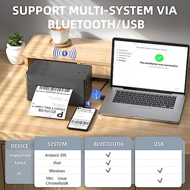 PEDOOLO Label Printer, Bluetooth Shipping Label Printer with Black Label Holder, 4x6 Thermal Printer for Shipping Packages, Compatible with Android, iOS, Windows, Mac, Chromebook, Amazon, Ebay, UPS - Image 4