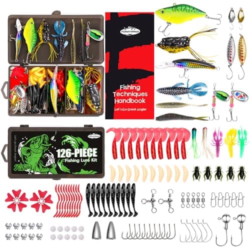 FONMANG 126Pcs Fishing Lures - 2025 New Tackle Box with Tackle Included, Fishing Kit with VIBs, Frogs, Minnows, Soft Baits, Hooks & Weights Accessories, Freshwater Lure Kit for Bass Walleye Trout - Image 1