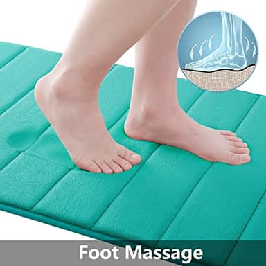 Buganda Memory Foam Bath Mat, 24" x 16", Ultra Soft and Non-Slip Bathroom Rugs, Water Absorbent and Machine Washable Bath Rug for Bathroom, Shower, and Tub, Teal - Image 3