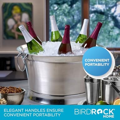 BIRDROCK HOME Double Wall Beverage Tub - Stainless Steel Ice Bucket, Metal Drink Cooler with Handles, for Parties & Events, Decorative Beverage Chiller - Large - Image 4