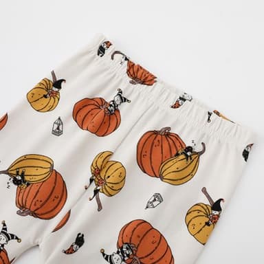 Owlivia 100% Organic Cotton Baby Long Sleeve Pajama Sets, Toddler Boy Girl 2-Piece Sleepwear (5-6 Years, Orange Bat Pumpkin) - Image 4