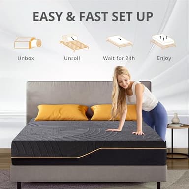 Dyonery 14 Inch King Size Mattress in a Box, Copper Memory Foam Mattress with Cooling Cover, Medium Firm for Pressure Relief, Fiberglass-Free, CertiPUR-US Certified, Foam Made in USA, 76"x80"x14" - Image 6