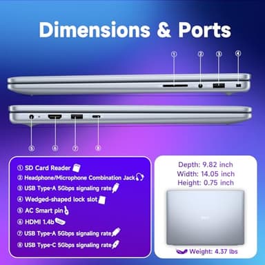 Dell 16-Inch Touchscreen Laptop Computer – Intel Core 7 150U, 64GB DDR5 RAM, 2TB SSD, 16" FHD+ IPS Display, Ai Copilot, Fingerprint Reader, Backlit KB, 1080p Webcam, Win 11 Pro, w/Accessories - Image 8