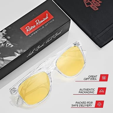 Retro Rewind Polarized Night Driving Glasses for Men and Women - Anti-Glare Night Vision Classic 80s Mens Womens Glasses - Image 4