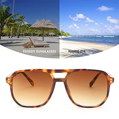 FEISEDY Retro Square Aviator Sunglasses Women Men 70s Vintage Trendy Plastic Frame Sun Glasses B2835 - Image 4