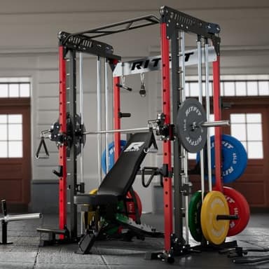 RitFit M1 Pro Smith Machine with Cable Crossover System, Multi-Function Squat Rack Power Cage for Home Gym, Power Rack and Packages Red - Image 8