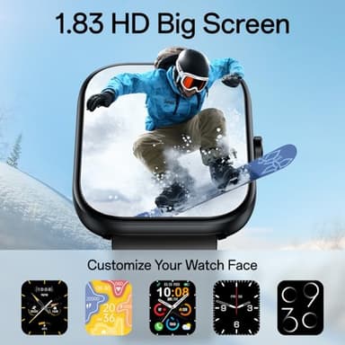 Smart Watch(Answer/Make Call), 1.83" Smartwatch for Men Women, 110+ Sport Modes, Heart Rate/Sleep/Spo2 Monitor, IP68 Waterproof, Pedometer, HD Touchscreen, Activity Tracker for Android iOS, Black - Image 3