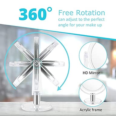 Fabuday Magnifying Makeup Mirror Double Sided 7 Inch Tabletop Mirror with 1X & 10X Magnification, Magnified Desk Mirror for Makeup, Cosmetic Vanity Mirror with Stand and 360° Rotation, Acrylic - Image 3