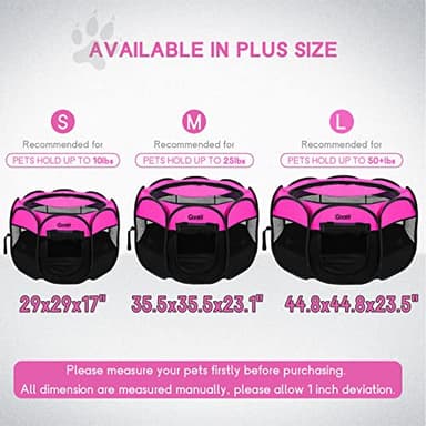 GOOZII Pet Cat Playpen for Indoor Cats Enclosed, Portable Foldable Dog Playpen Outdoor Tent Crate Cage with Zipper Top Cover Door for Kitten Puppy Outside Rv Car Camper (Small Size, Pink) - Image 5