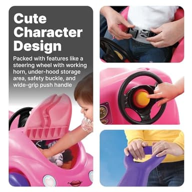 Step2 Push Around Buggy Kids Push Car, Ride On Toy, Stroller Substitute, Includes Seat Belt & Horn, Made of Durable Plastic, Max Weight 50 lbs., For Toddlers 1.5-4 Years Old, Pink - Image 3