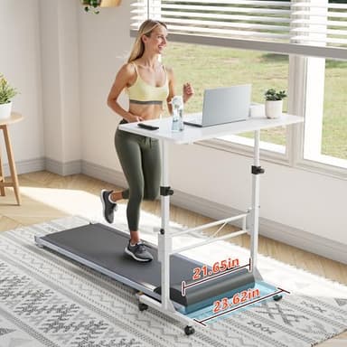 HOMIDEC Standing Desk, 32 Inch Portable Small Desk Adjustable Height, Rolling Home Office Desks with Wheels, Sit Stand Desk for Bedroom Walking Pad Home Office Small Space, White - Image 7