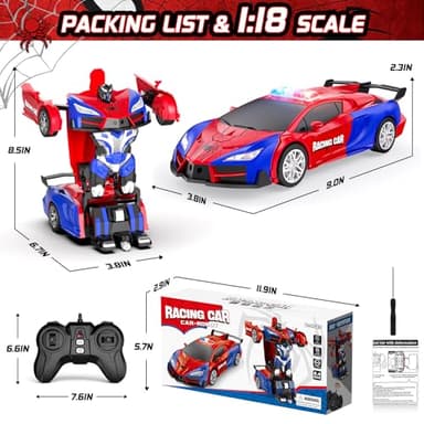 Remote Control Car with One Button Transformation, RC Cars Transforming into Robot, 2.4Ghz 360 Degree Rotation Police Car with Light, 1:18 Scale Transform Toys for Boys Girls Kids 4-7 8-12 6-8 - Image 2