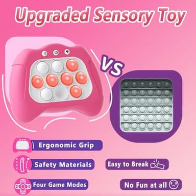 Pop Push Game Toy for Kids, Quick Fast Puzzle Game, Light up Fidget Toy 8-12, Bubble Sensory Toys Christmas Birthday Gifts for Kids Ages 3-12 (Pink) - Image 6
