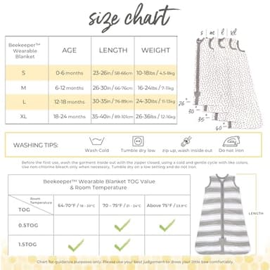 Burt's Bees Baby Baby Beekeeper Wearable Blanket, 100% Organic Cotton, Swaddle Transition Sleeping Bag, Quilted Grey Rugby, Large - Image 2