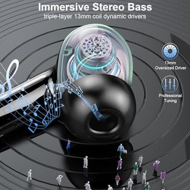 Wireless Earbuds, Bluetooth 5.4 Headphones with 4 ENC Noise Cancelling Mic, 45Hrs Playtime in Ear Earbuds HiFi Stereo Deep Bass, Bluetooth Earphones IP7 Waterproof, Wireless Headphones for Android iOS - Image 3
