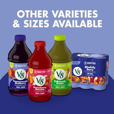 V8 Blissfully Berry 100% Fruit and Vegetable Juice, 8 fl oz Can (24 Pack) - Image 7