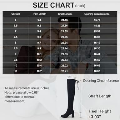 Vepose Women's Over The Knee High Boots Black Suede Thigh High Boot Vegan 3 Inch Chunky Heels Zipper Adjustable Opening 991 Shoes Size 8.5 (CJY991 Black Suede 08.5) - Image 7