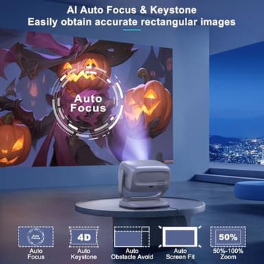 Projector with WiFi and Bluetooth Portable Outdoor: [Auto Focus&Keystone/360° Stand] Smart TV 4K Movie Projector with Apps Netflix Licensed 50%Zoom 700ANSI 3D DoIby Audio Android Home Camping Ceiling - Image 4
