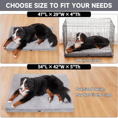 OhGeni Orthopedic Waterproof & Machine Washable Dog Bed for Extra Large Pets, Suitable for Crates, Cat Mat with 25D Egg Crate Foam, Non-Slip Bottom & Removable Cover, 47 Inches(Gray) - Image 2