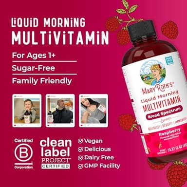 Multivitamin for Women, Men & Kids by MaryRuth's | Liquid Morning Multivitamin | Vitamin A C D E B6 B12 Biotin Zinc | Beauty | Vegan | Non-GMO | Gluten Free | 15 Servings - Image 9