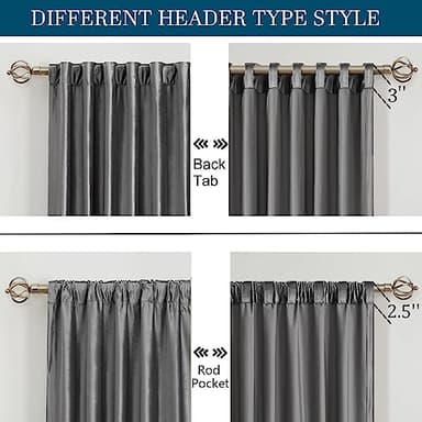 PRIMROSE Dark Grey Velvet Curtains 120 inch Long for Living Room,Set of 2 Panels Blackout Rod Pocket Back Tab Window Treatment Room Darkening Heavy Decorative Curtains Drapes for Bedroom - Image 2