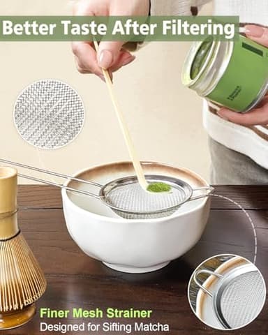 Cowcowcow Matcha Whisk Set, Complete Matcha Set with Matcha Whisk, Bowl, Sifter, Spoon, and Whisk Kit for Ceremonial Grade, Tea Gifts for Tea Lovers for Christmas, Birthday, Halloween - Image 3
