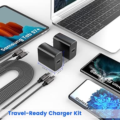 45W Super Fast Charger Type C, [2 Pack] 45 Watt USB-C Charger PD/PPS Wall Charging Block for Samsung Galaxy S25 Ultra/S25+/S25/S24/S23 Ultra/S23+/S22 Ultra/S22+/S20 Ultra, Tab S8(with 2X 6.6ft Cable) - Image 9