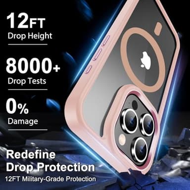 Temdan Designed for iPhone 15 Pro Case, [Compatible with Magsafe][Anti-Yellowing][Military-Grade Protection] Shockproof Protection Slim Sleeve Cover, Clear Pink - Image 5
