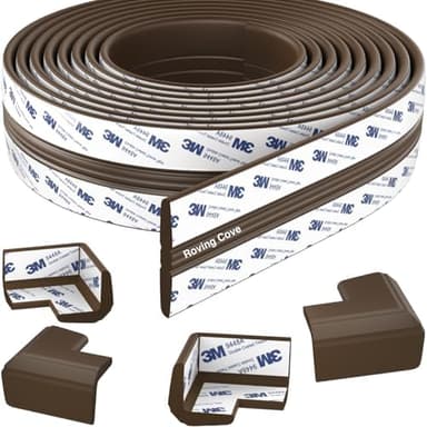 Roving Cove PreFit (Classic) Furniture Edge Corner Protector (Standard 15ft Edge 4 Corners), Baby Proofing Bumper Guards, Coffee Brown, Pre-Taped, for Straight Smooth Surfaces - Image 3