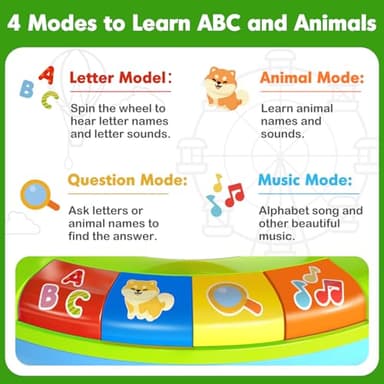 Toys for 1 2 3 Years Old Boys Girls, Musical Spin & Sing Alphabet Zoo with Lights & Sounds, Learning Educational Toys for Toddler 1-3, Christmas Birthday Gifts for Baby Kids Age 6-9-12-18 Months - Image 3
