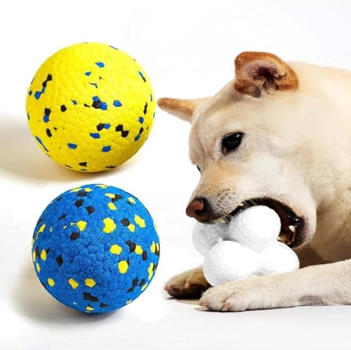 Kimee 3.9'' Dog Balls Tennis Ball for Aggressive Chewers, Atom Teething Balls Dog Chew Toys for Large Medium Small Dogs and Puppies, 3 Pack - Image 1