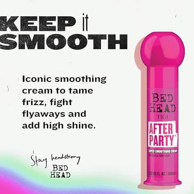 Bed Head by TIGI After Party Super Smoothing Cream – Anti Frizz Hair Styling Product, Humidity Protection for Frizzy, Dull, or Coarse Hair, 3.38 fl oz - Image 3