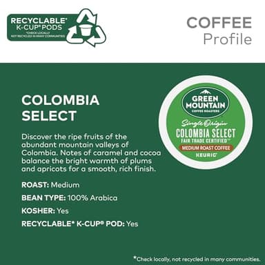 Green Mountain Coffee Roasters Colombia Select, Keurig Single Serve K-Cup Pods, Medium Roast Coffee, 60 Count, (6 Packs of 10) - Image 3