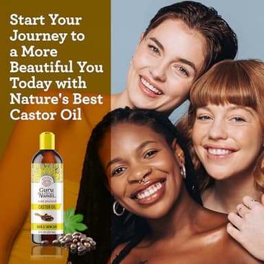 GuruNanda Castor Oil (8 Fl oz), 100% Pure & Natural - Cold Pressed & Hexane-Free, Hydrating Carrier Oil for Skin, Hair, Eyebrows & Eyelashes Growth - Image 7